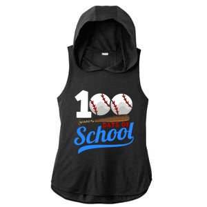 100 Days Of School Baseball 100th Day Ladies PosiCharge Tri-Blend Wicking Draft Hoodie Tank