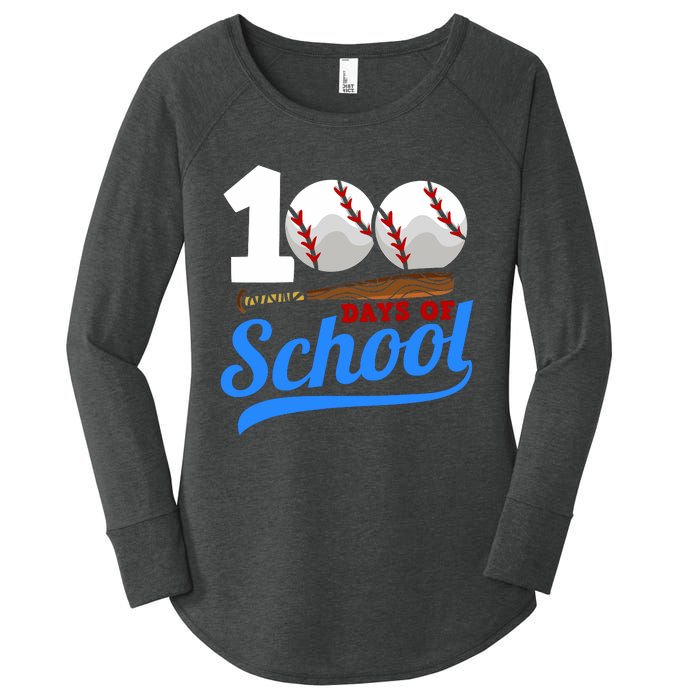 100 Days Of School Baseball 100th Day Women's Perfect Tri Tunic Long Sleeve Shirt