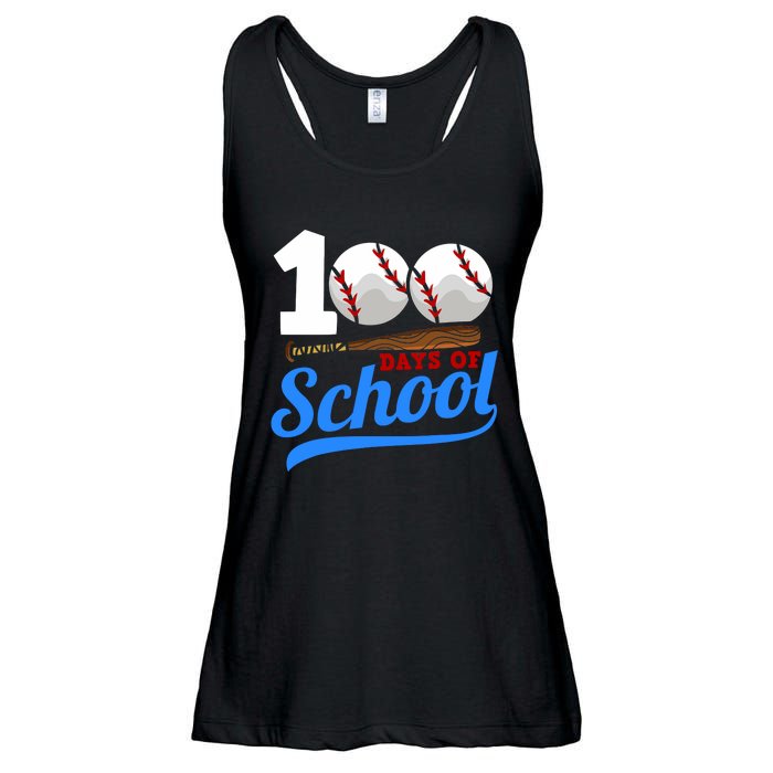 100 Days Of School Baseball 100th Day Ladies Essential Flowy Tank