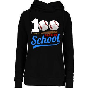 100 Days Of School Baseball 100th Day Womens Funnel Neck Pullover Hood