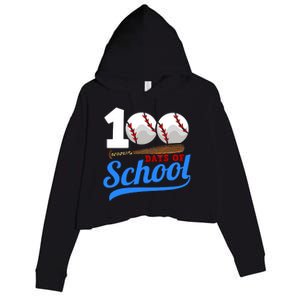 100 Days Of School Baseball 100th Day Crop Fleece Hoodie