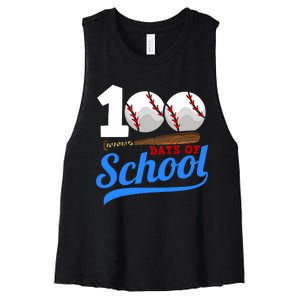 100 Days Of School Baseball 100th Day Women's Racerback Cropped Tank