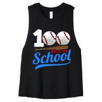 100 Days Of School Baseball 100th Day Women's Racerback Cropped Tank