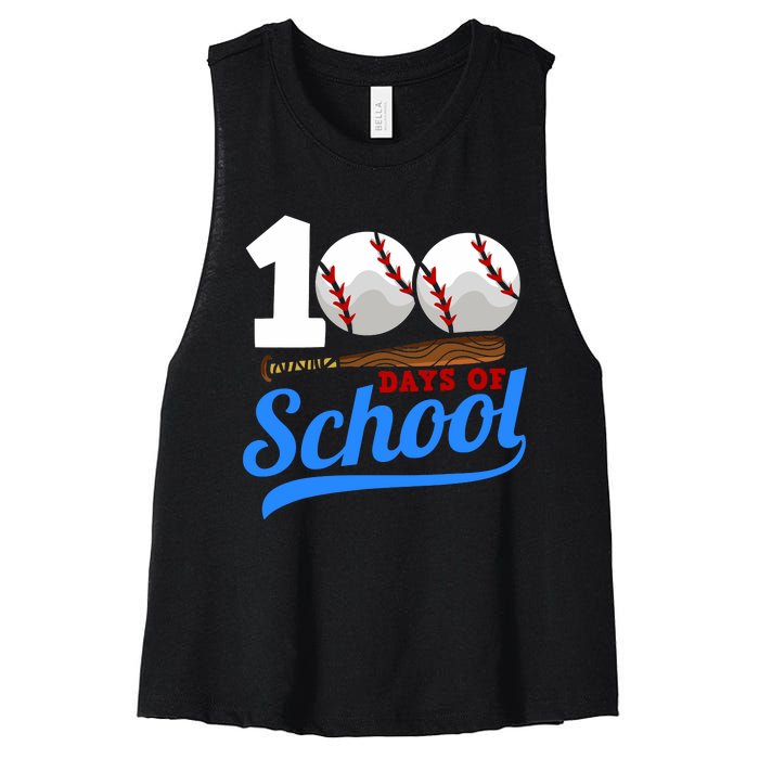 100 Days Of School Baseball 100th Day Women's Racerback Cropped Tank