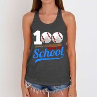 100 Days Of School Baseball 100th Day Women's Knotted Racerback Tank