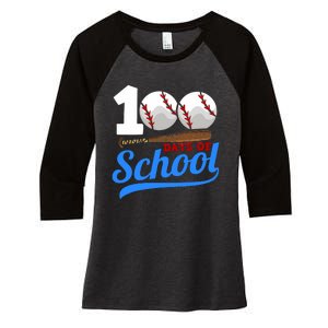 100 Days Of School Baseball 100th Day Women's Tri-Blend 3/4-Sleeve Raglan Shirt