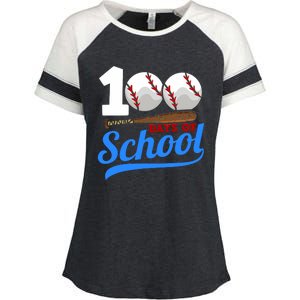 100 Days Of School Baseball 100th Day Enza Ladies Jersey Colorblock Tee