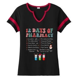 12 Days Of Pharmacy Technician Funny Christmas Ladies Halftime Notch Neck Tee