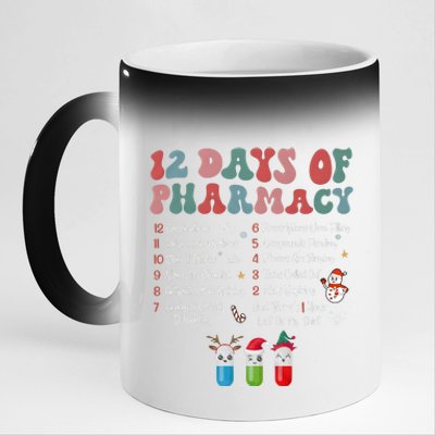 12 Days Of Pharmacy Technician Funny Christmas 11oz Black Color Changing Mug