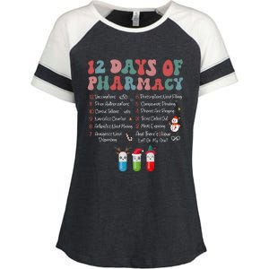 12 Days Of Pharmacy Technician Funny Christmas Enza Ladies Jersey Colorblock Tee