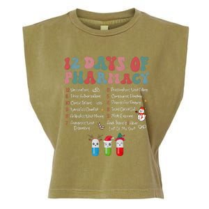 12 Days Of Pharmacy Technician Funny Christmas Garment-Dyed Women's Muscle Tee