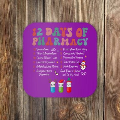 12 Days Of Pharmacy Technician Funny Christmas Coaster