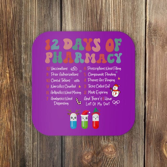 12 Days Of Pharmacy Technician Funny Christmas Coaster