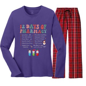 12 Days Of Pharmacy Technician Funny Christmas Women's Long Sleeve Flannel Pajama Set 