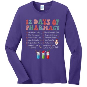 12 Days Of Pharmacy Technician Funny Christmas Ladies Long Sleeve Shirt