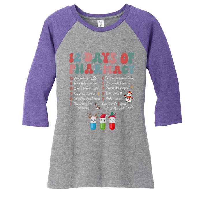 12 Days Of Pharmacy Technician Funny Christmas Women's Tri-Blend 3/4-Sleeve Raglan Shirt