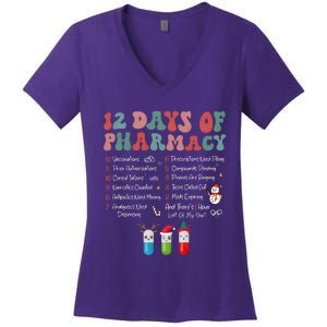 12 Days Of Pharmacy Technician Funny Christmas Women's V-Neck T-Shirt