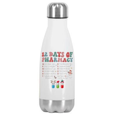 12 Days Of Pharmacy Technician Funny Christmas Stainless Steel Insulated Water Bottle