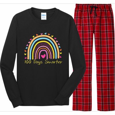 100th Day Of School Teacher 100 Days Smarter Rainbow Long Sleeve Pajama Set