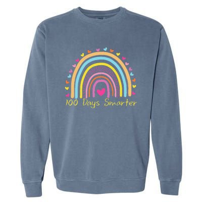 100th Day Of School Teacher 100 Days Smarter Rainbow Garment-Dyed Sweatshirt