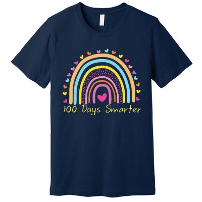 100th Day Of School Teacher 100 Days Smarter Rainbow Premium T-Shirt