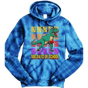 100 Days Of School Costume Teacher Student Dinosaurs Cool Gift Tie Dye Hoodie