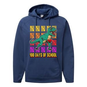 100 Days Of School Costume Teacher Student Dinosaurs Cool Gift Performance Fleece Hoodie