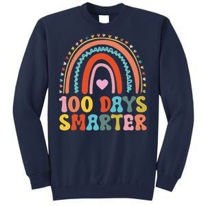 100th Day Of School Teacher Costume 100 Days Smarter Rainbow Tall Sweatshirt