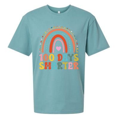 100th Day Of School Teacher Costume 100 Days Smarter Rainbow Sueded Cloud Jersey T-Shirt