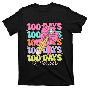 100 Days Of School Teacher Coquette Bow 100th Day Of School T-Shirt