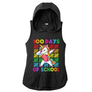 100 Days Of School Unicorn 100 Days Smarter 100th Day Ladies PosiCharge Tri-Blend Wicking Draft Hoodie Tank