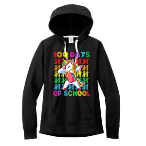 100 Days Of School Unicorn 100 Days Smarter 100th Day Women's Fleece Hoodie