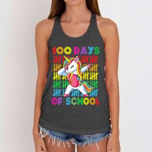 100 Days Of School Unicorn 100 Days Smarter 100th Day Women's Knotted Racerback Tank