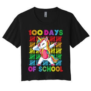 100 Days Of School Unicorn 100 Days Smarter 100th Day Women's Crop Top Tee