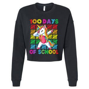 100 Days Of School Unicorn 100 Days Smarter 100th Day Cropped Pullover Crew