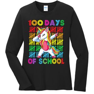 100 Days Of School Unicorn 100 Days Smarter 100th Day Ladies Long Sleeve Shirt