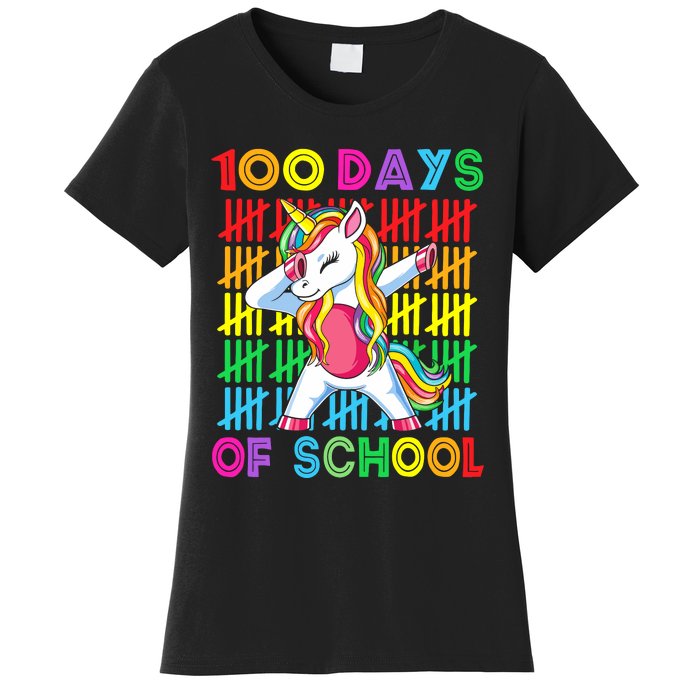 100 Days Of School Unicorn 100 Days Smarter 100th Day Women's T-Shirt