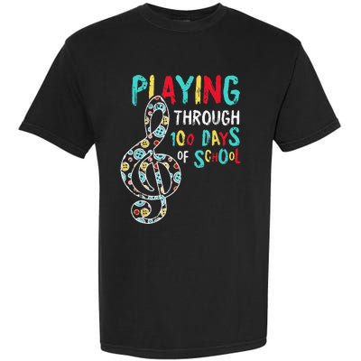 100 Days Of School Playing Music Teacher Cool Student Garment-Dyed Heavyweight T-Shirt