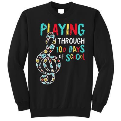 100 Days Of School Playing Music Teacher Cool Student Sweatshirt