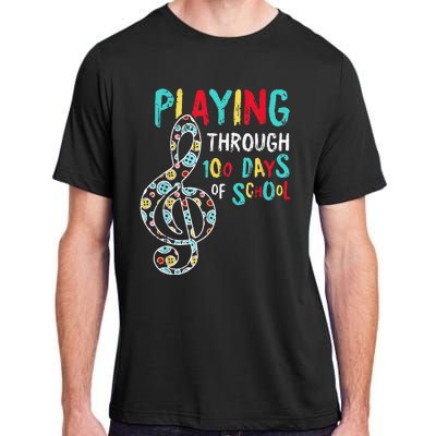 100 Days Of School Playing Music Teacher Cool Student Adult ChromaSoft Performance T-Shirt