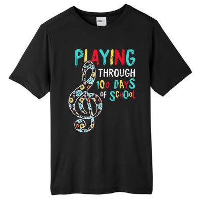 100 Days Of School Playing Music Teacher Cool Student Tall Fusion ChromaSoft Performance T-Shirt