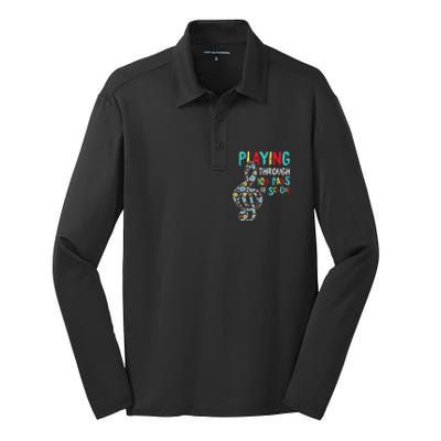 100 Days Of School Playing Music Teacher Cool Student Silk Touch Performance Long Sleeve Polo