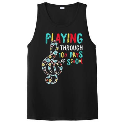 100 Days Of School Playing Music Teacher Cool Student PosiCharge Competitor Tank