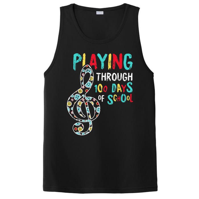 100 Days Of School Playing Music Teacher Cool Student PosiCharge Competitor Tank