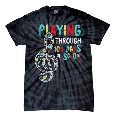 100 Days Of School Playing Music Teacher Cool Student Tie-Dye T-Shirt