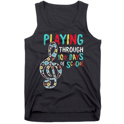 100 Days Of School Playing Music Teacher Cool Student Tank Top