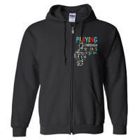 100 Days Of School Playing Music Teacher Cool Student Full Zip Hoodie