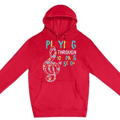 100 Days Of School Playing Music Teacher Cool Student Premium Pullover Hoodie