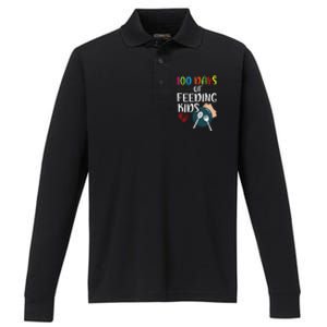 100 Days Of Feeding Lunch Lady School Performance Long Sleeve Polo