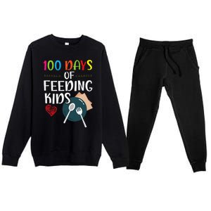 100 Days Of Feeding Lunch Lady School Premium Crewneck Sweatsuit Set